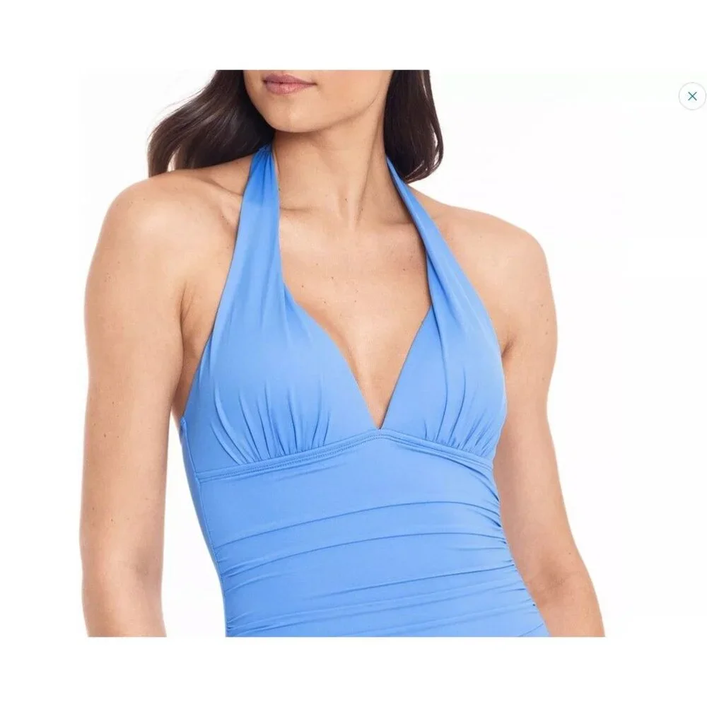 Ralph Lauren 16 Tummy Control Halter One-piece Swimsuit Beach Club Bathing Suit